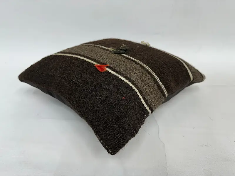 Wool Kilim Pillow Pillow Cover, Vintage Kilim Pillow, Home Decor Pillow, Pillow Sham, 14x14 Brown Pillow Case, Kilim Pillow Cover - 6