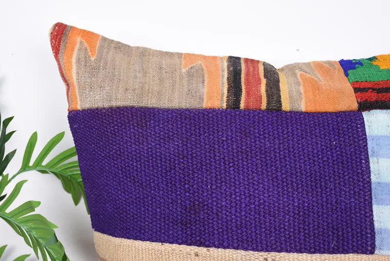 Throw Kilim Pillow, Handmade Throw Pillow Case, Pillow for Couch, Vintage Kilim Pillow, Pillow Sham, 28x28 Blue Cushion Case, Sofa Pillow Case - 2