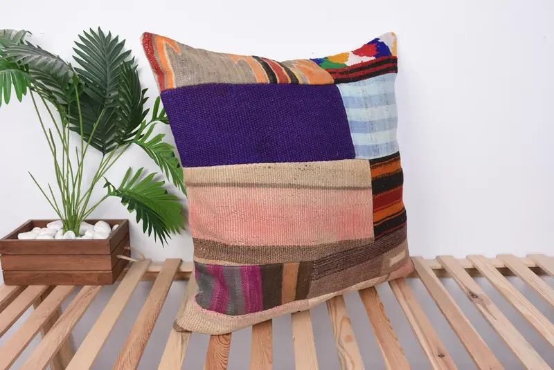 Throw Kilim Pillow, Handmade Throw Pillow Case, Pillow for Couch, Vintage Kilim Pillow, Pillow Sham, 28x28 Blue Cushion Case, Sofa Pillow Case - 4