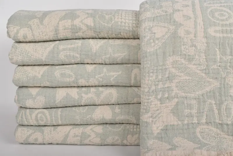 Shower Curtain, Woven Blanket, 98x76 Cotton Love Design Towel, Turkish Blanket, Beach Wedding Favor, Cotton Bedspread, Bridal Shower Gift - 2