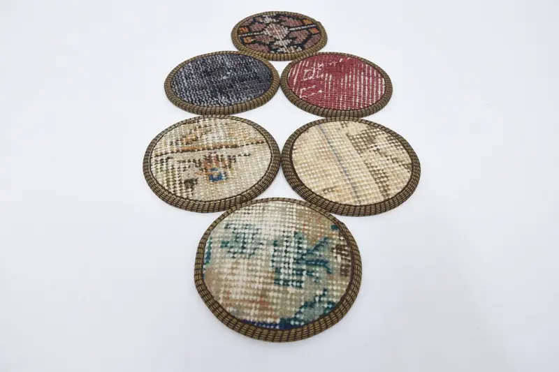 Bohemian Blue and Red Round Coaster, Unique Bohemian Coaster