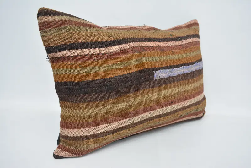 Vintage Kilim Throw Pillow, One Of A Kind Cushion, Throw Kilim Pillow, 16x24 Brown Pillow Sham, Cushion, Kilim Pillow, Bench Cushion - 3