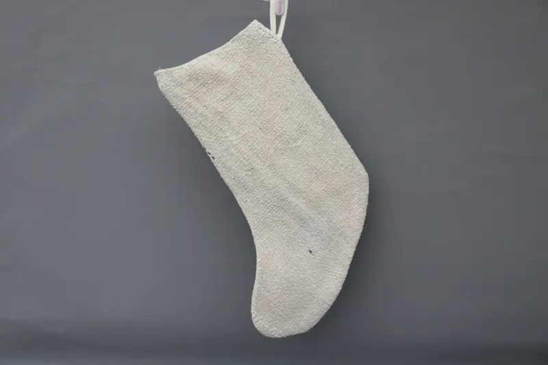 Süslü Bej Noel Çorabı, 9 İnç Geniş Tatil Çorabı