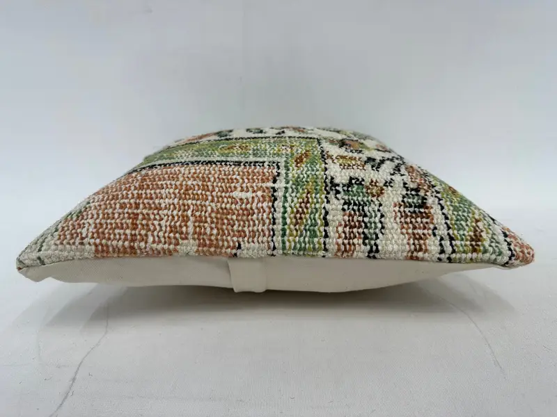 Hippie Throw Cushion Case, Vintage Kilim Throw Pillow, Pillow for Sofa, Cushion, Vintage Cushion, Handmade Kilim Cushion, 14x14 Beige Pillow Sham - 5
