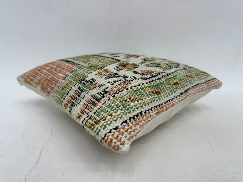 Hippie Throw Cushion Case, Vintage Kilim Throw Pillow, Pillow for Sofa, Cushion, Vintage Cushion, Handmade Kilim Cushion, 14x14 Beige Pillow Sham - 6