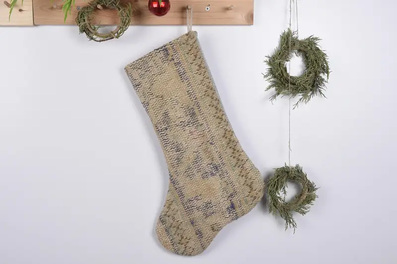 Patrón de adornos navideños, calcetín navideño de 19 pulgadas de ancho