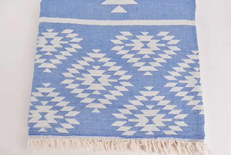 84x56 Cotton Kilim Design Towel, Custom Wedding Gifts, Throw Blankets, Shower Curtain, Tablecloth, Personalized Home Gift Wedding, Wedding Favors - 5