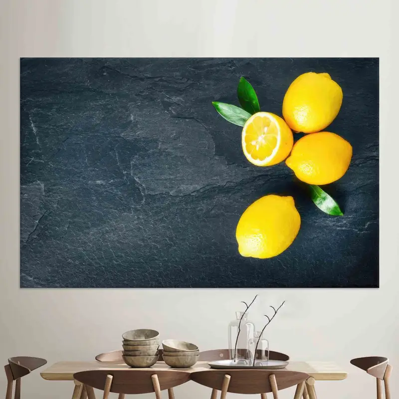 Trendy Yellow Kitchen Canvas: Lemon-Inspired Printed Art