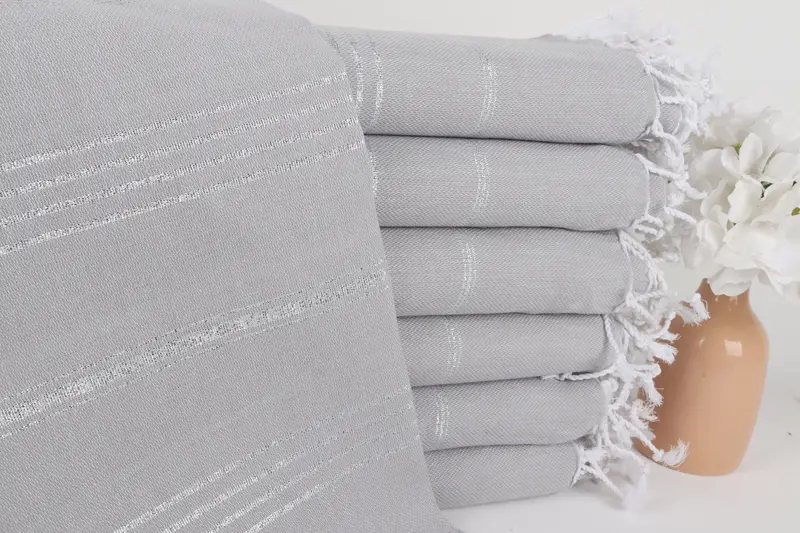 Personalized Beach Towel Gray-Flush Striped, 40x71 Inches