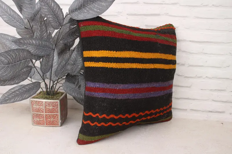 Pillow Sham, Comfy Throw Cushion, Neutral Cushion Case, Interior Designer Pillow, 18x18 Red Pillow, Turkish Kilim Pillow, Kilim Pillow - 3