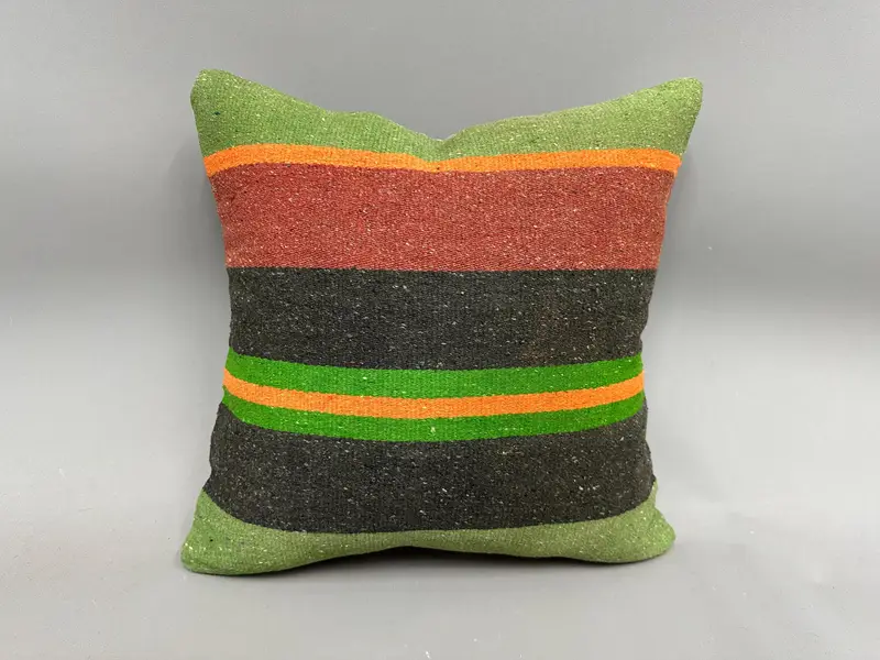 Interior Designer Pillow, Handmade Kilim Cushion, 18x18 Red Pillow Cover, Pillow Cover, Ethnic Throw Cushion Cover, Vintage Kilim Pillow - 4