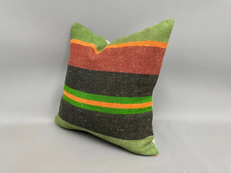 Interior Designer Pillow, Handmade Kilim Cushion, 18x18 Red Pillow Cover, Pillow Cover, Ethnic Throw Cushion Cover, Vintage Kilim Pillow - 3