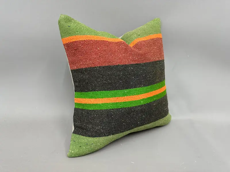 Interior Designer Pillow, Handmade Kilim Cushion, 18x18 Red Pillow Cover, Pillow Cover, Ethnic Throw Cushion Cover, Vintage Kilim Pillow - 2