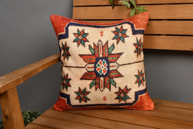 Rotes Southwestern-Wurfkissen, besticktes Vintage-Kissen