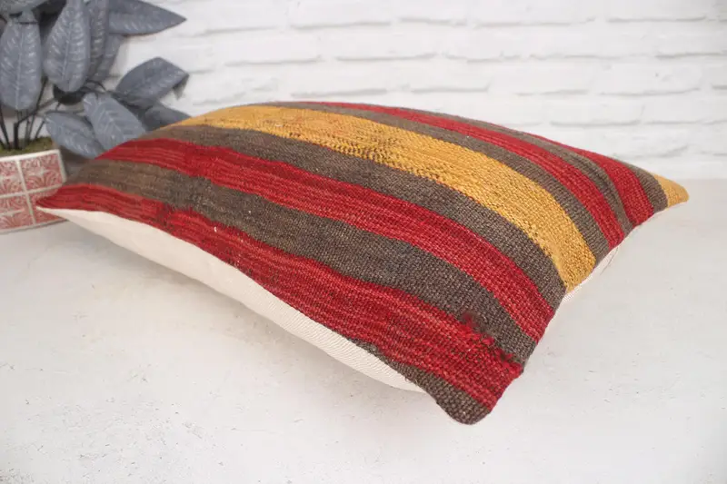 Pet Pillow Sham, Pillow Case, Vintage Kilim Pillow, 16x24 Red Pillow Cover, Turkish Pillow, Vintage Kilim Throw Pillow - 6