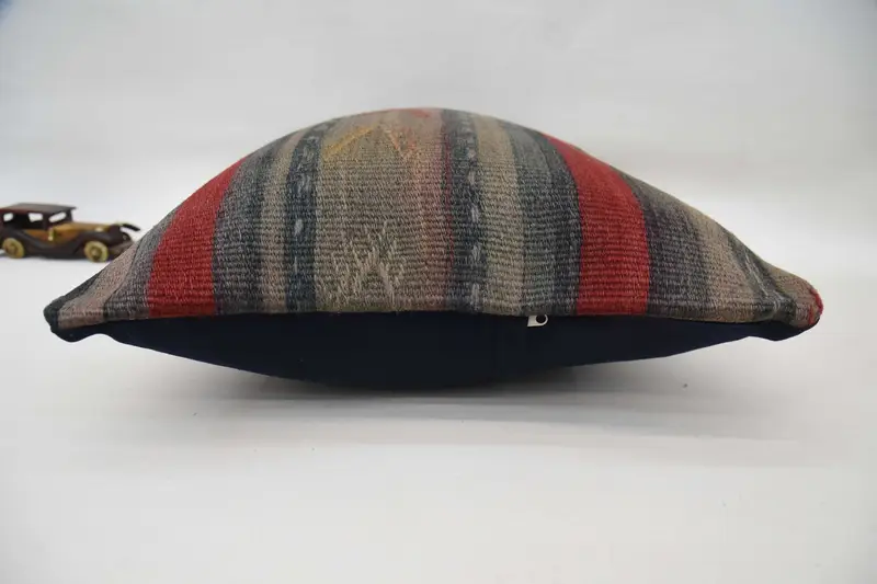 Cushion Cover, Vintage Kilim Throw Pillow, Outdoor Bolster Pillow, Vintage Kilim Pillow, Ethnical Kilim Rug Pillow, 20x28 Red Pillow - 6