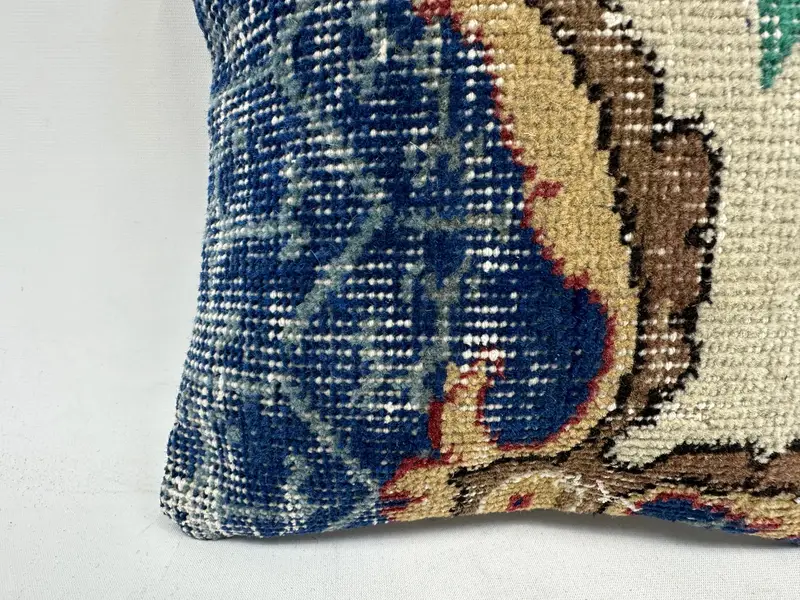 Turkish Pillow, Anatolian Pillow Cover, Pastel Cushion Cover, Pillow Case, 12x12 Blue Cushion, Pillow for Sofa, Boho Pillow Sham Cover - 2