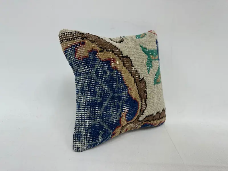 Turkish Pillow, Anatolian Pillow Cover, Pastel Cushion Cover, Pillow Case, 12x12 Blue Cushion, Pillow for Sofa, Boho Pillow Sham Cover - 3