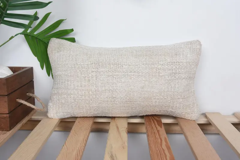 8x16 Beige Cushion, Hippie Throw Pillow Cover, Accent Pillow Case, Turkish Kilim Pillow, Handmade Kilim Cushion, Boho Pillow, Pillow Cover - 1