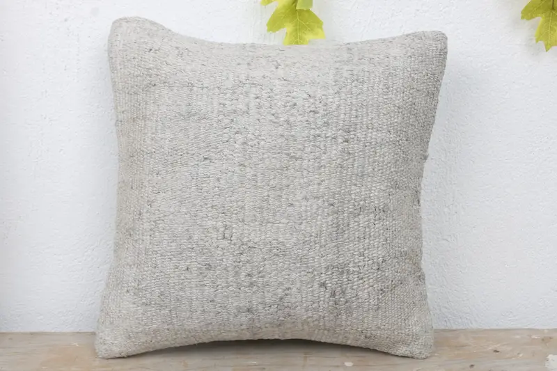 14x14 Gray Pillow Sham, Cushion Cover, Turkish Pillow, Vintage Kilim Throw Pillow, Comfy Throw Cushion, Nomadic Cushion Case, Gift Pillow - 2