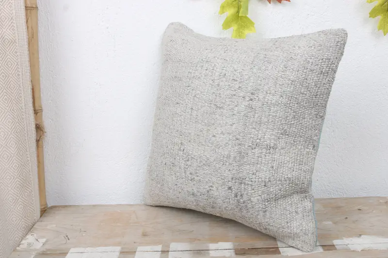14x14 Gray Pillow Sham, Cushion Cover, Turkish Pillow, Vintage Kilim Throw Pillow, Comfy Throw Cushion, Nomadic Cushion Case, Gift Pillow - 5