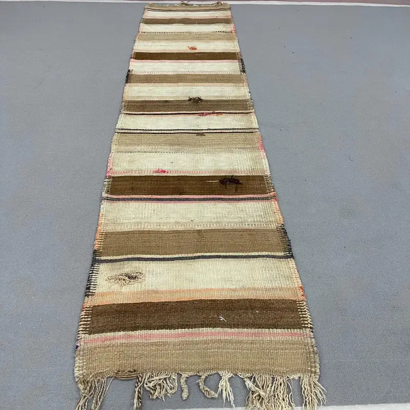 Elegant Beige Southwestern Rug, 2.9x12.6 ft Chic Decor