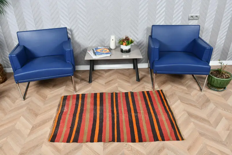 Alfombra turca de 2,8x4,4 pies, alfombra vintage pequeña, alfombra de lana ombré roja - 1