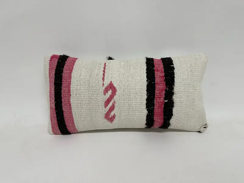 Bright Pillow Case, Hippie Throw Cushion, Gift Pillow, Kilim Pillow Cover, Handmade Kilim Cushion, 8x16 White Pillow, Outdoor Cushion Cover, Pillow - 1