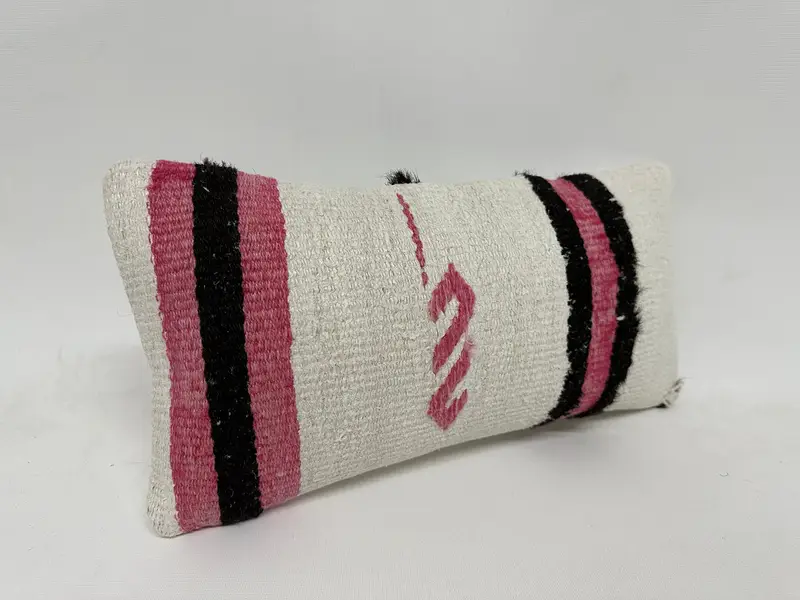 Bright Pillow Case, Hippie Throw Cushion, Gift Pillow, Kilim Pillow Cover, Handmade Kilim Cushion, 8x16 White Pillow, Outdoor Cushion Cover, Pillow - 3