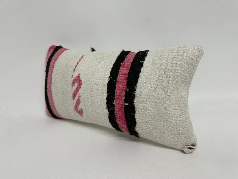 Bright Pillow Case, Hippie Throw Cushion, Gift Pillow, Kilim Pillow Cover, Handmade Kilim Cushion, 8x16 White Pillow, Outdoor Cushion Cover, Pillow - 4
