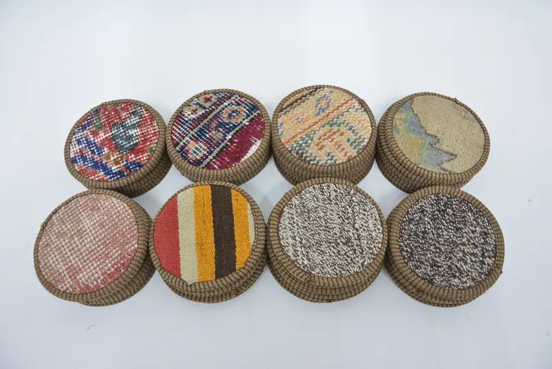Patrón Kilim único, posavasos con respaldo de cuero antideslizante