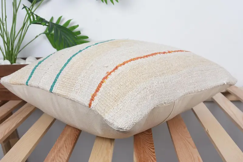Home Decor Pillow, Sofa Bolster Pillow Sham, Ethnical Kilim Rug Pillow, Kilim Pillow Cover, 20x20 Beige Cushion Cover, Cushion Case - 6