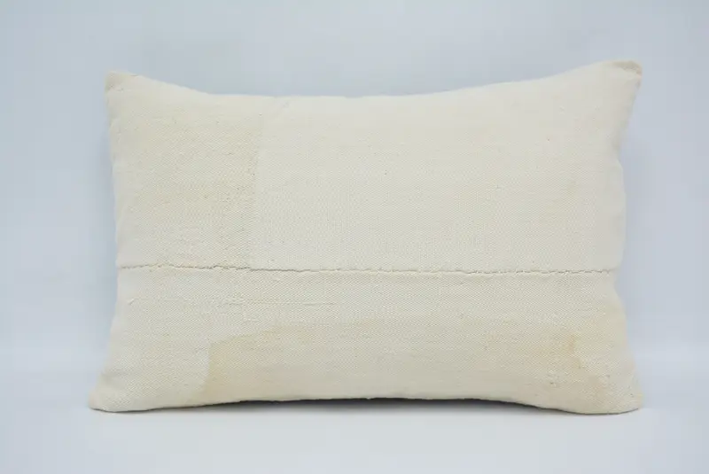 Boho Pillow Sham Cover, Pillow Case, Yoga Cushion Cover, Vintage Kilim Throw Pillow, Handmade Kilim Cushion, 16x24 White Pillow - 1
