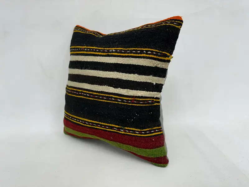 Cushion Case, Boho Pillow, Designer Throw Cushion Cover, Handmade Kilim Cushion, 18x18 Green Cushion, Home Decor Pillow, Retro Throw Cushion - 4