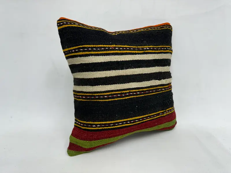 Cushion Case, Boho Pillow, Designer Throw Cushion Cover, Handmade Kilim Cushion, 18x18 Green Cushion, Home Decor Pillow, Retro Throw Cushion - 3