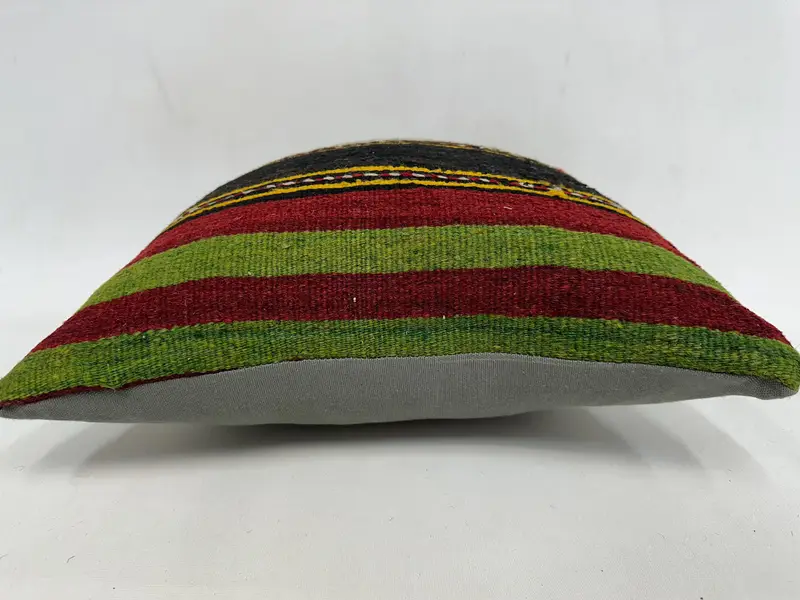 Cushion Case, Boho Pillow, Designer Throw Cushion Cover, Handmade Kilim Cushion, 18x18 Green Cushion, Home Decor Pillow, Retro Throw Cushion - 5