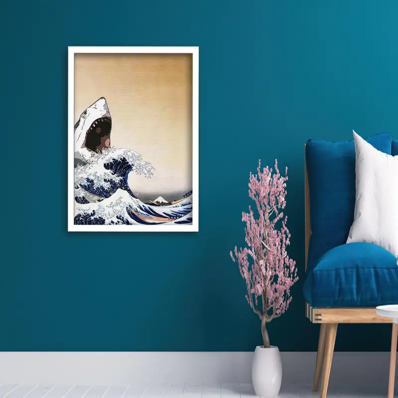 Elegant Printed Glass: Abstract Wave Design, Japanese Minimalist Style