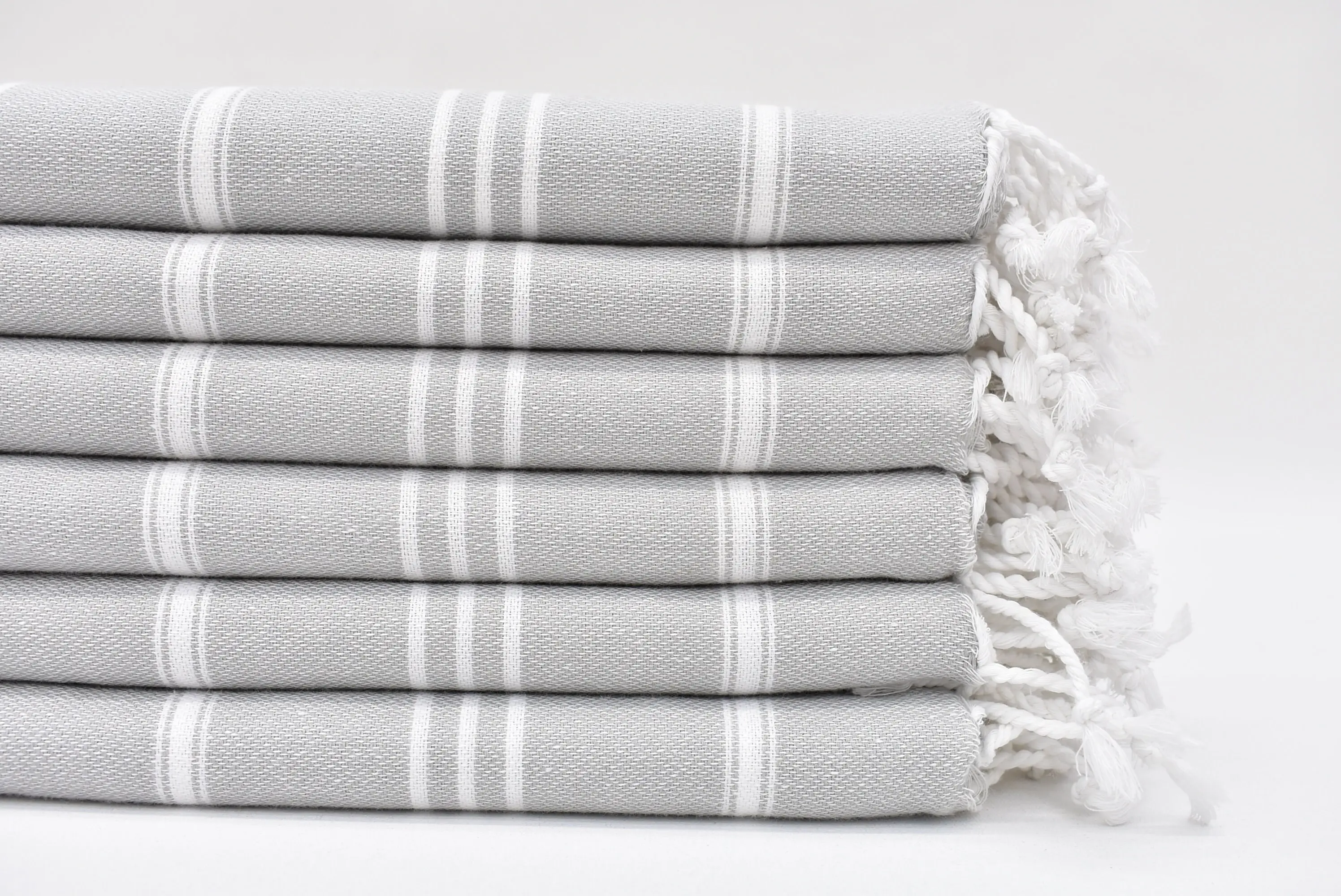 Best Friend Gift, Bride Gift, 40x24 Light Gray Striped Hand Towel, Cotton - 1
