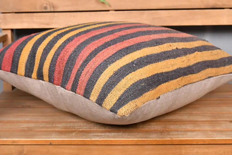 Kilim Pillow Cover, Cozy Throw Pillow Case, Kilim Rug Pillow Cover, Cushion, Antique Pillows, Boho Pillow Sham Cover, 24x24 Red Pillow Sham - 4
