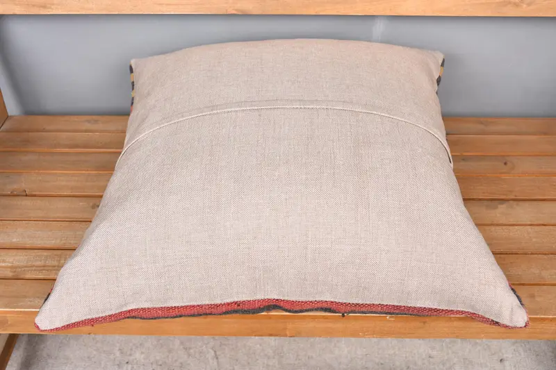 Kilim Pillow Cover, Cozy Throw Pillow Case, Kilim Rug Pillow Cover, Cushion, Antique Pillows, Boho Pillow Sham Cover, 24x24 Red Pillow Sham - 5
