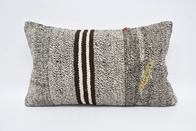 Ethnical Kilim Rug Pillow, Accent Throw Pillow Cover, 12x20 White Pillow Sham, Cushion, Vintage Kilim Throw Pillow, Gift Pillow - 1