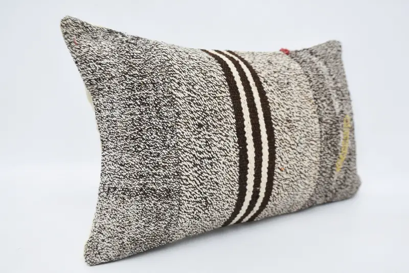 Ethnical Kilim Rug Pillow, Accent Throw Pillow Cover, 12x20 White Pillow Sham, Cushion, Vintage Kilim Throw Pillow, Gift Pillow - 3