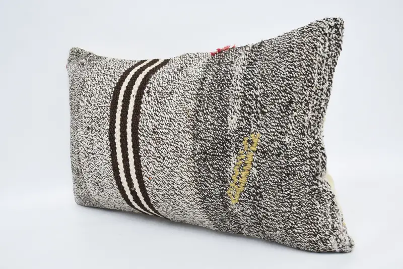 Ethnical Kilim Rug Pillow, Accent Throw Pillow Cover, 12x20 White Pillow Sham, Cushion, Vintage Kilim Throw Pillow, Gift Pillow - 4
