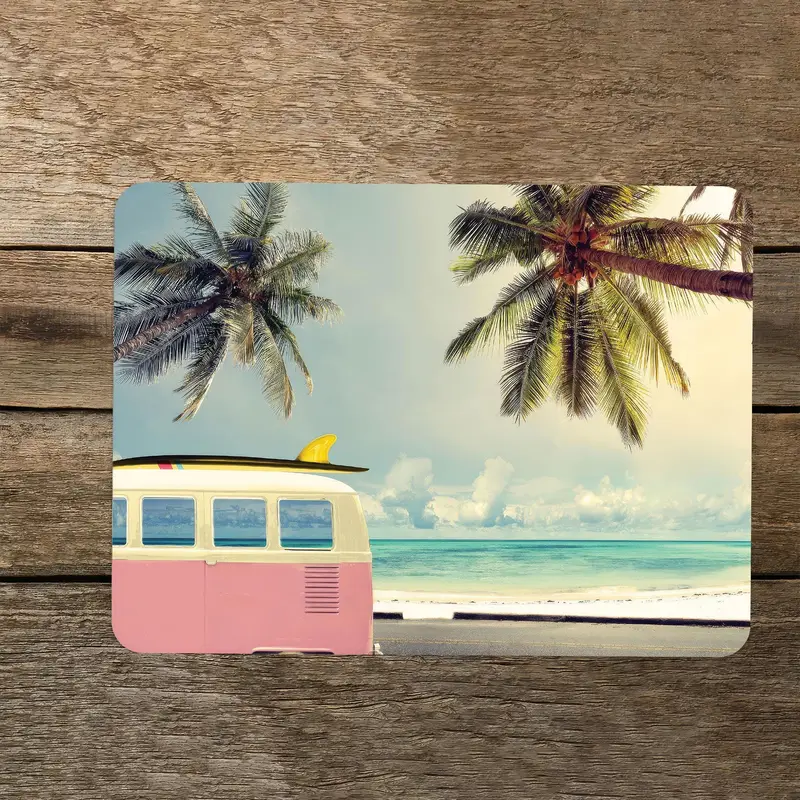 Tropical Paradise Glass Cutting Board with Coconut Tree Design