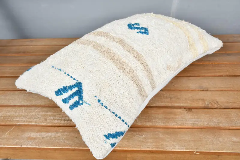 Handmade Throw Cushion, 12x20 White Pillow Case, Turkish Kilim Pillow, Vintage Pillow, Pillow, Handmade Kilim Cushion, Handmade Throw Pillow Case - 2