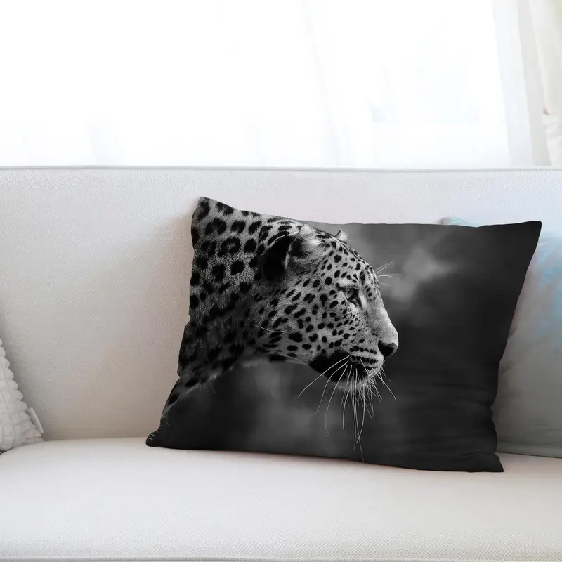 Loft Dekor için Siyah Beyaz Vahşi Hayvan Baskılı Yastık