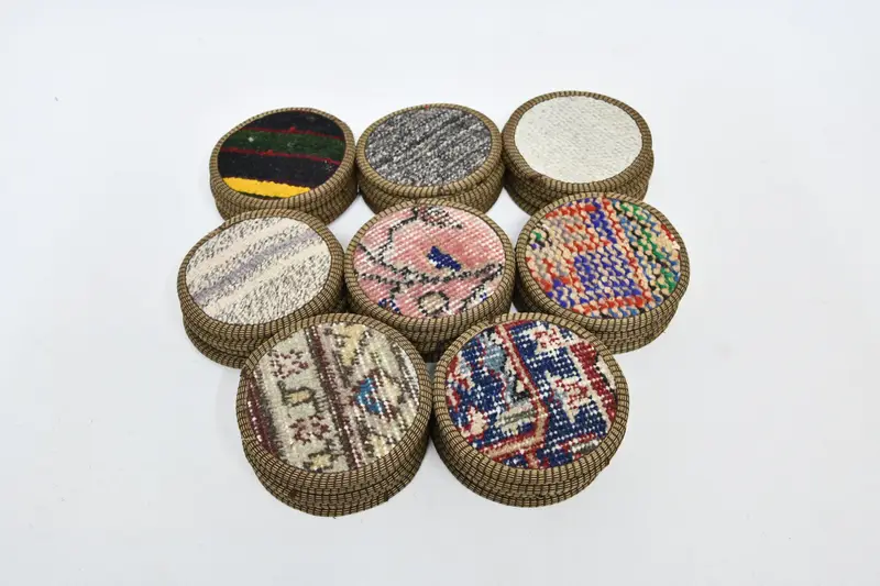 Runder Untersetzer mit böhmischem Muster, einzigartiger handgefertigter Getränkeuntersetzer