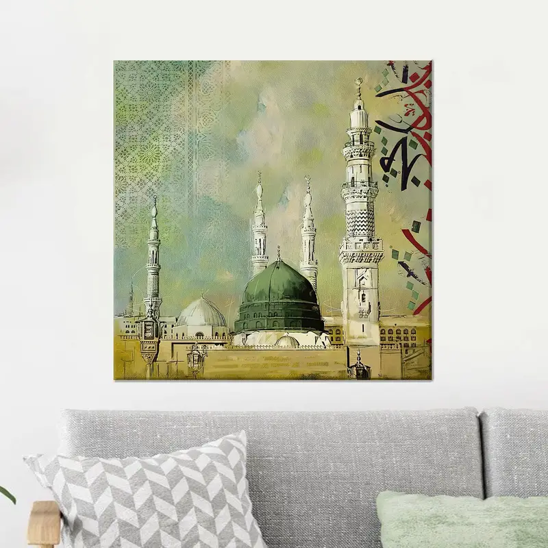 エレガントなマスジッド ナバウィ キャンバス プリント: イスラム風景アート
