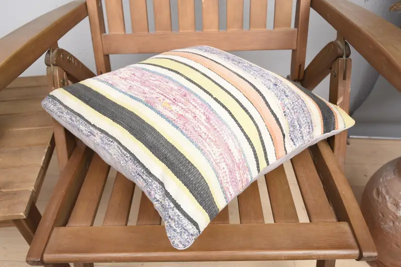 Pillow Cover, Interior Designer Pillow, 16x16 Yellow Cushion Cover, Natural Pillow, Antique Pillows, Vintage Kilim Throw Pillow - 4