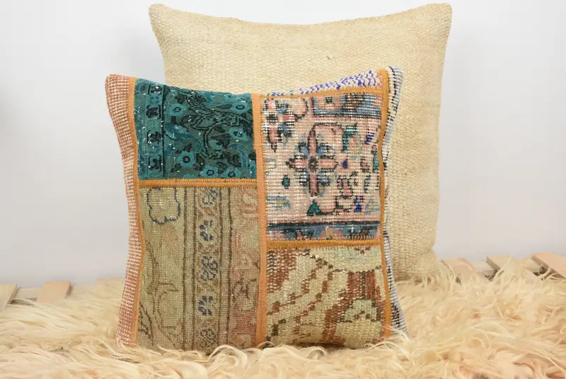 Throw Kilim Pillow, Vintage Kilim Pillow, 16x16 Brown Pillow, Retro Throw Pillow Sham, Interior Designer Pillow, Cushion Case - 6